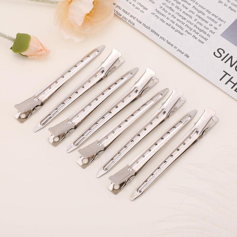 yoyokid 60PCS Hair Clips For Styling, 3.5inch Metal Duck Billed Hair Clips For Styling Sectioning, Curler Alligator Clips Hair Pins For Thick Hair Roller Salon, Silver