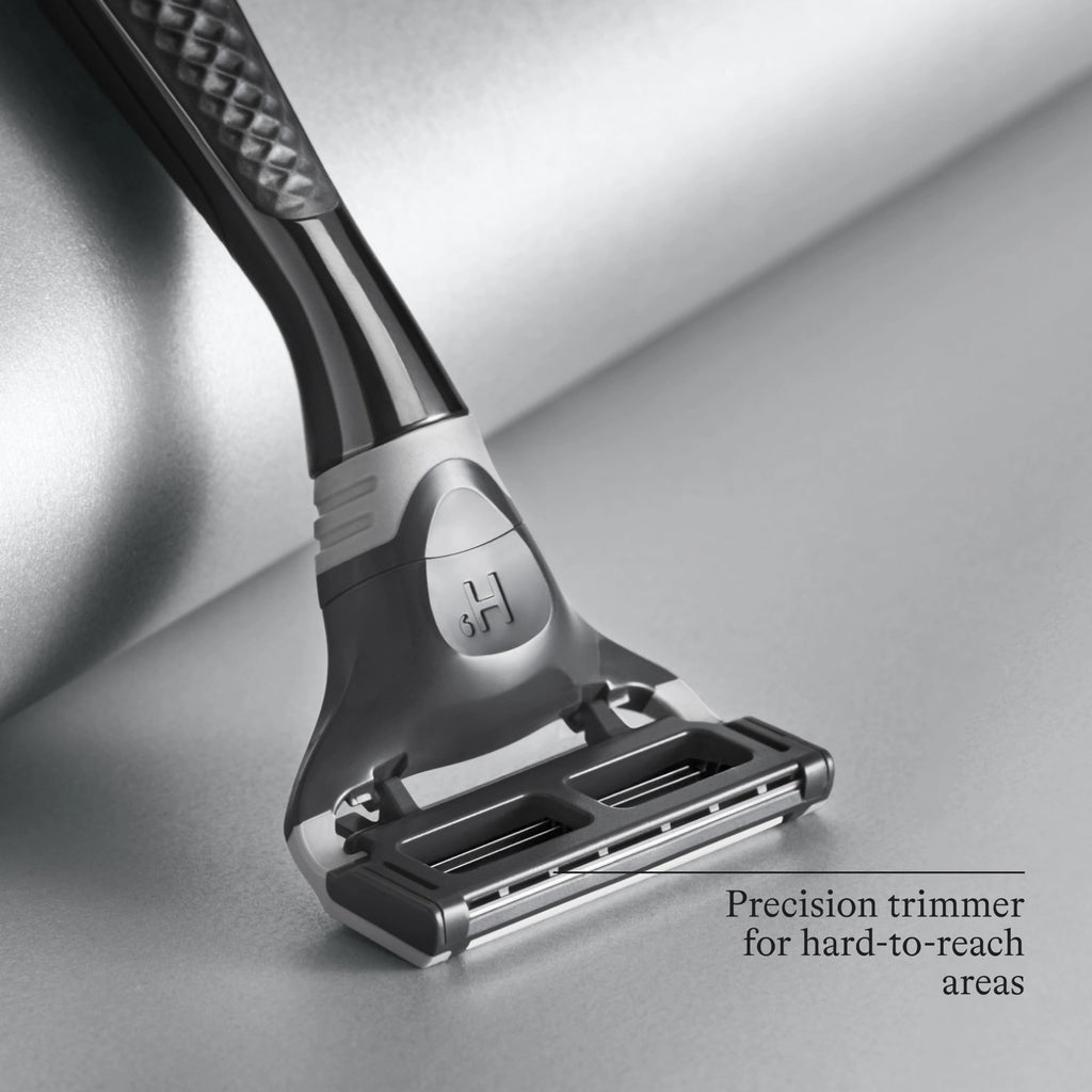 Harry's Original Shave Gift Set for Men - Black Metallic Handle + 3 Razor Blade Cartridges + Travel Blade Cover + 1 Foaming Shave Gel - German Engineered