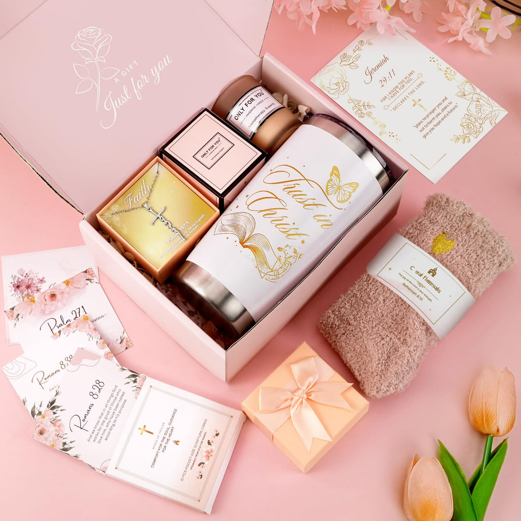 GodGlo Christian Gifts For Women Faith - Inspirational Religious Birthday Gifts, Spiritual Baptism Gift For Mom, Grandma, Wife, Mothers, Best Friend, Sister, Catholic & Encouragement Gift box