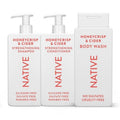 Native Shampoo & Conditioner, Body Wash - Honey Crisp & Cider - Naturally Derived Ingredients, Sulfate-Free, Paraben-Free, Strengthening Hair Care | Fall Seasonal Bundle (51 fl oz Total) - 3 Pk