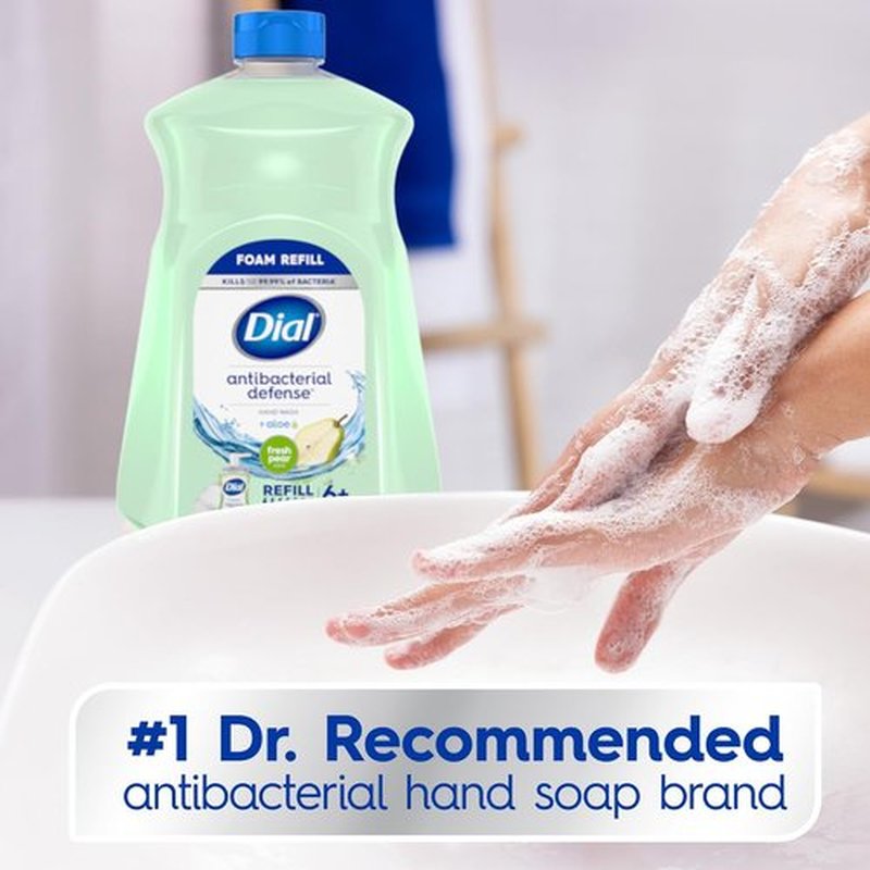 Dial Antibacterial Foaming Hand Soap - Fresh Pear Scent | 52 Fl Oz Refill for Ultimate Cleanliness