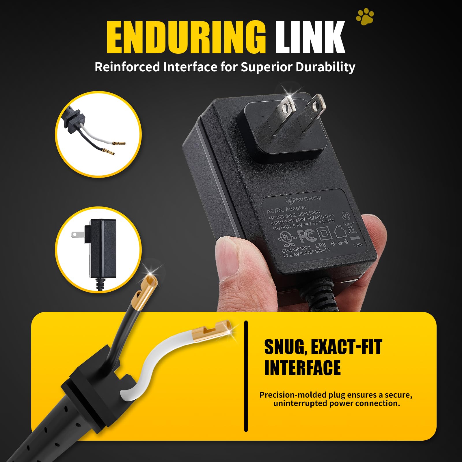 Replacement Cords Compatible with Andis Excel SMC Clippers - 12ft Long, Black (3 Packs)