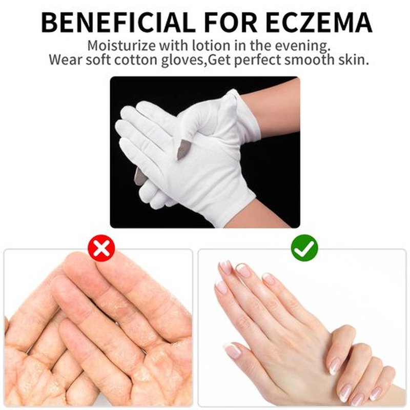 4 Pairs Touch Screen Moisturizing Gloves White Cotton Moisturizing Gloves Overnight Bedtime Heal Eczema Sleeping Lotion Hand Spa Treatment Gloves Repair Rough Cracked Dry Chapped Hands Skin(White)