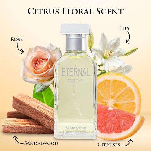 Eternal Eau De Parfum for Women - Refreshing Citrus Floral & Musk Blend | 3.4 oz Gift-Ready Bottle