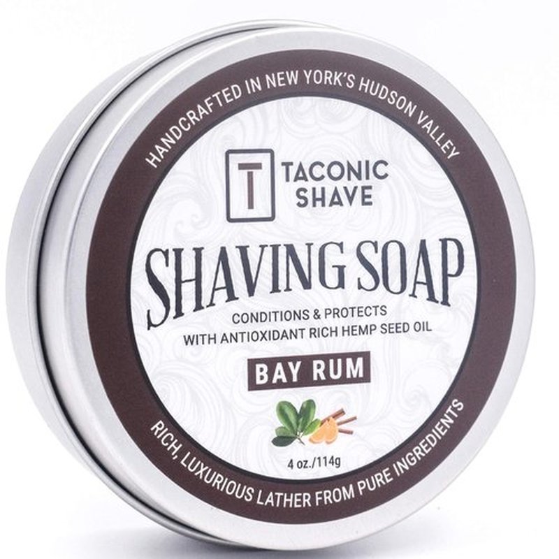 Taconic Shave Bay Rum Scent Shaving Soap - Barbershop Quality Lather with Coconut & Olive Oils - Classic Wet Shave Made in USA