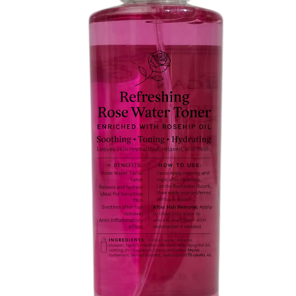 Florigan Refreshing Rose Water Toner with Rosehip Oil, Soothing and Hydrating Facial Spray, 250ml (8.7 fl.oz.)