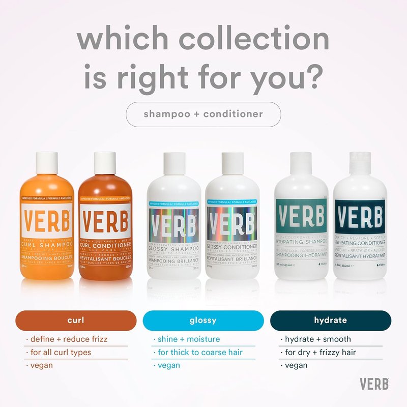 VERB Curl Shampoo - Nourishing Curl Shampoo for All Curl Types - Vegan, Paraben-Free, Sulfate-Free