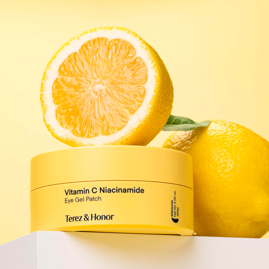 Terez & Honor Vitamin C Eye Patches - 60 Pcs Korean Brightening & Hydrating Under Eye Masks with Tranexamic Acid, Hyaluronic Acid - Dark Circles, Puffiness & Wrinkle Hydrogel Pads, Vegan, No Fragrance
