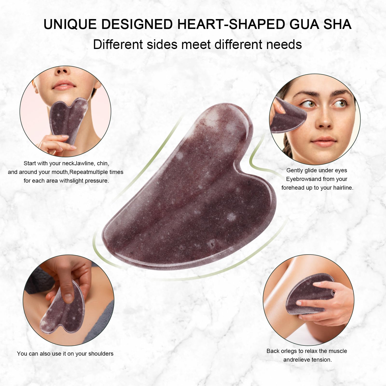 XYZBSTAR Jade Roller for Face, Facial Roller Massager Skin Care Tool, Gua Sha Facial Tools for Face, Neck, Eyes, Reduce Puffiness of The Skin(Purple)