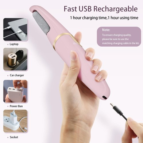 Electric Callus Remover for Feet, Professional Pedicure Tools Foot Care Kit, Foot Scrubber Electric Feet File Smooth Pedi Wand for Hard Cracked Dry Dead Skin, 2 Rollers,2 Speeds,Ideal Gift