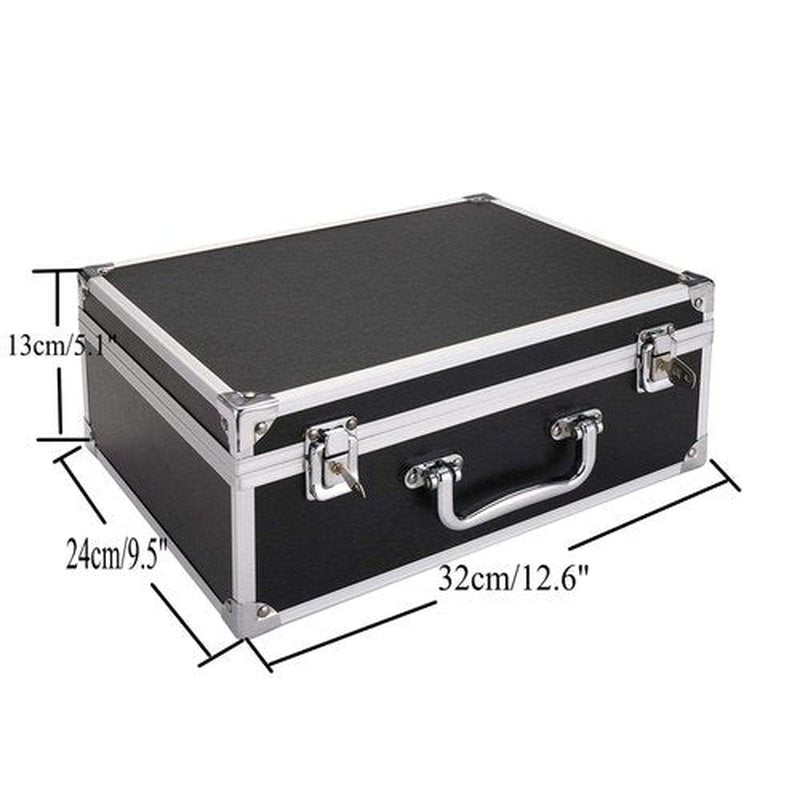 Tattoo Kit Box Case,Tattoo Case Organizer 12.6" x 9.5" x 5.1" W/Lock Machine Carrying Box,Aluminum Alloy with Sponge for Machine