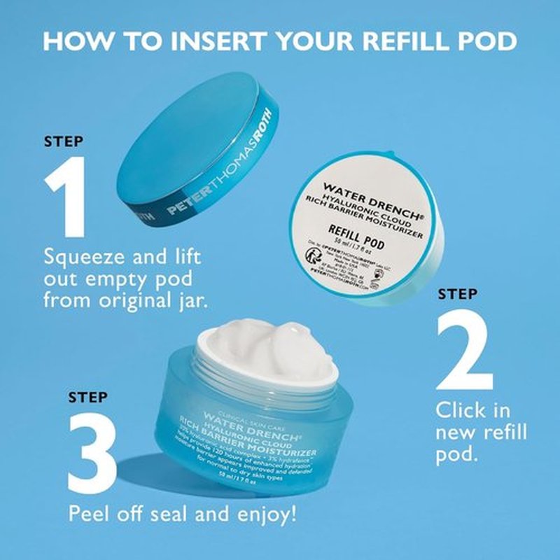 Peter Thomas Roth | Water Drench® Hyaluronic Cloud Moisturizer Refill Pod | Fragrance-Free Barrier Cream for Dry Skin