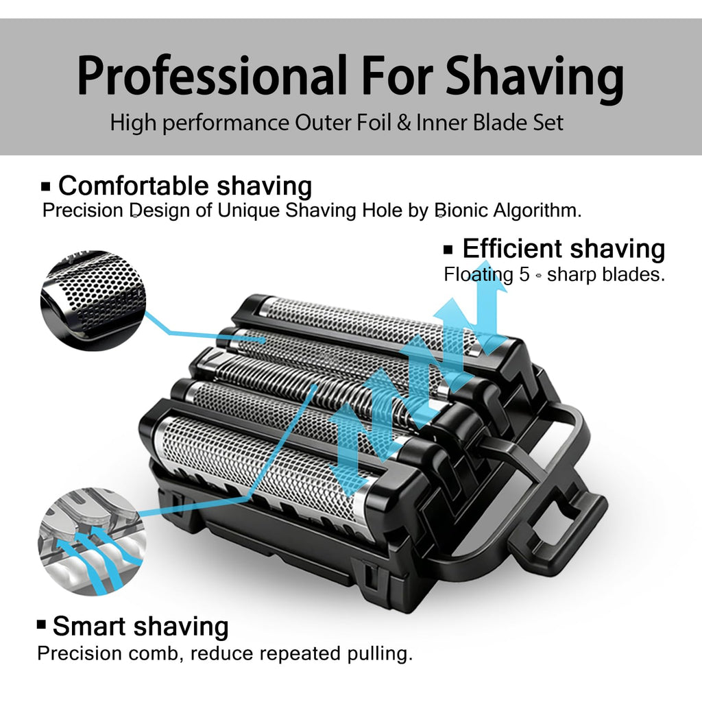 VIDSA WES9032P Outer Foil & Inner Blade Set for Electric Shaver Arc 5 ES-LV61 ES-LV65 ES-LV67, ES-LV81 ES-LV95 ES-LV97 Models…5-Blade Shaver Head for Wet/Dry Useies.