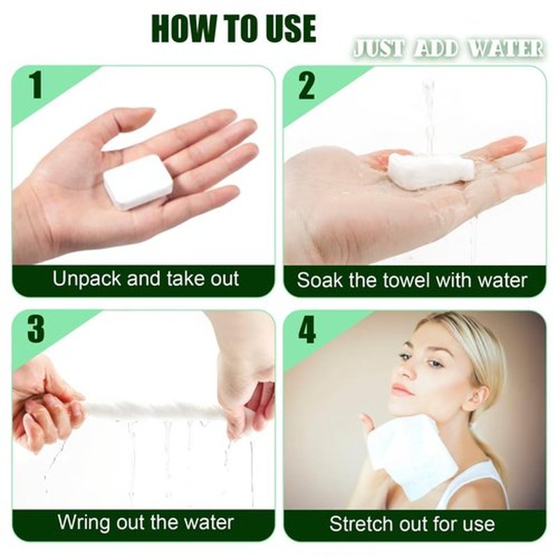Fancyou Compressed Towel Tablets Thicken, 50 Pack Disposable Face Towel Quickly Expand with Water, Reusable Compact Washcloths 12"x9", Cotton Soft & Lint-Free Portable for Home Travel Beauty Guest