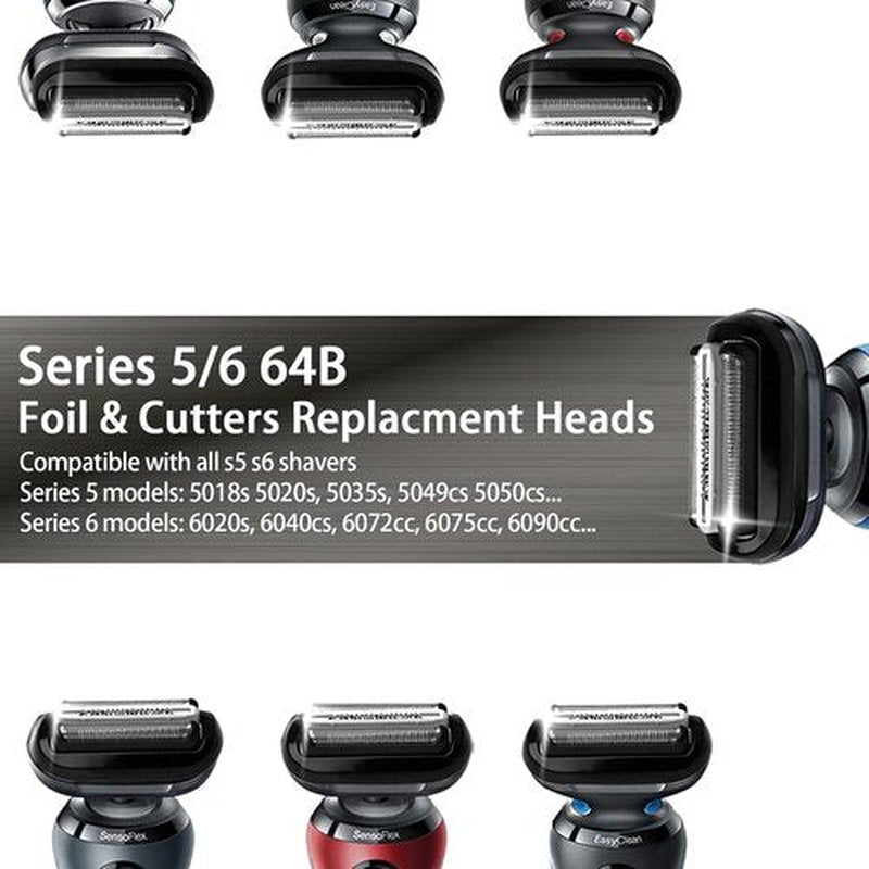 Skiennix 64B Replacement Shaver Head - Compatible with S5 & S6 Models, Includes 5018s, 5020s, 5035s, 5049cs, 5050cs, 5762, 6020s, 6075cc, 6090cc