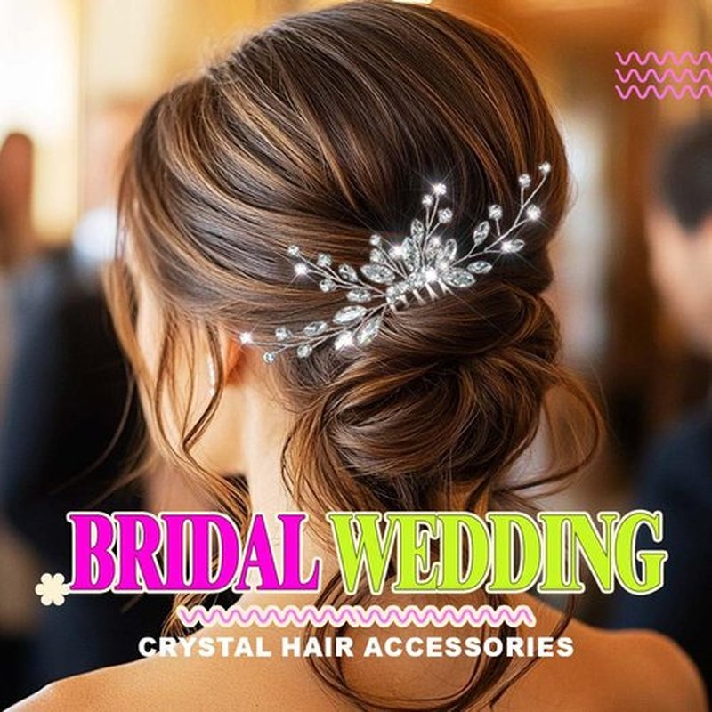 JEAIRTS Rhinestone Bridal Hair Comb Silver Sparkly Crystal Wedding Hair Accessories for Women