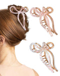 WELROG 2 Pack Metal Bow Claw Clips - Non-Slip Hair Claw Clips for Women,Elegant Large Hair Clip for Thin and Thick Hair (Gold)