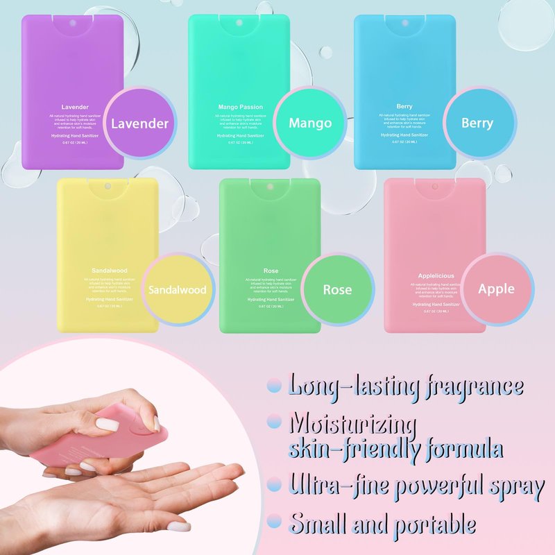 Dansib 24 Pack Hand Sanitizer Spray Bulk Travel Size Hand Sanitizer Employee Coworker Team Teacher Appreciation Gift Mini Pocket Spray Gifts for Women Student School Outdoor(Macaron Colors,Simple)