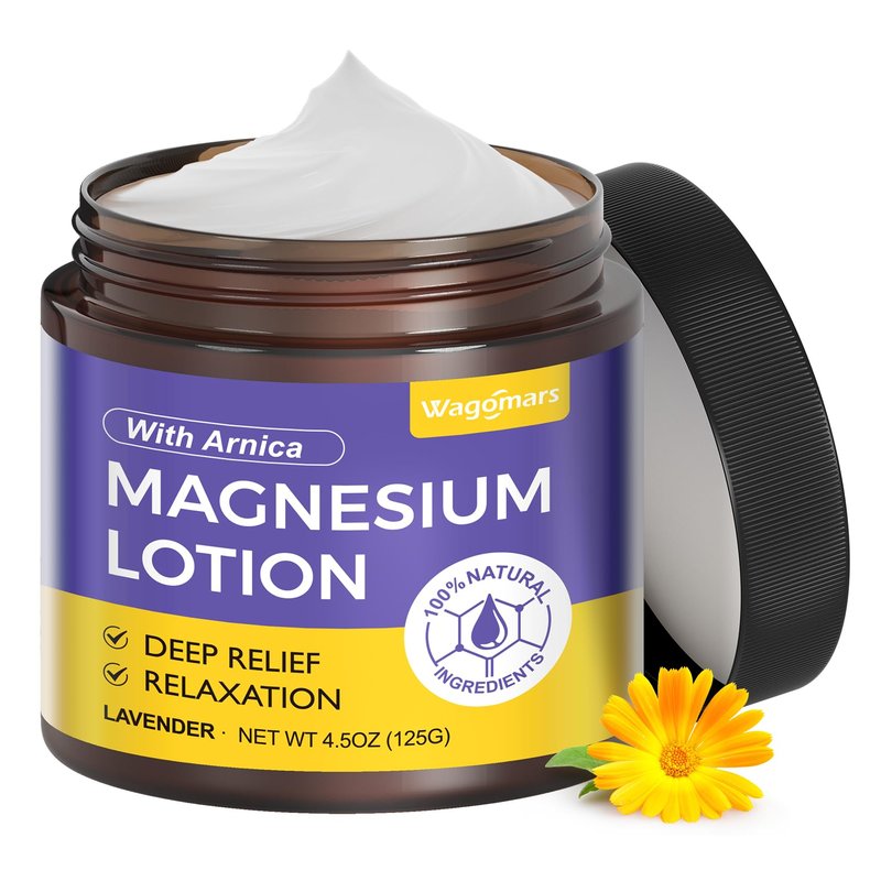 Wagomars Natural Soothing Magnesium Lotion - Topical Nighttime Magnesium Cream with Arnica, Shea Butter & Coconut Oil for Legs & Muscles - Skin Comfort, Relaxation & Deep Hydration - Safe for Kids