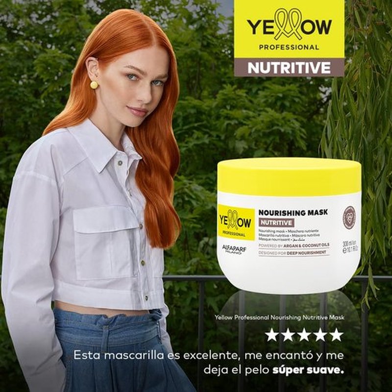 Alfaparf Milano Yellow Professional Nutritive Nourishing Mask for Dry Hair - Powered by Argan & Coconut Oils - Designed for Deep Nourishment (10.1 fl oz / 300ml)
