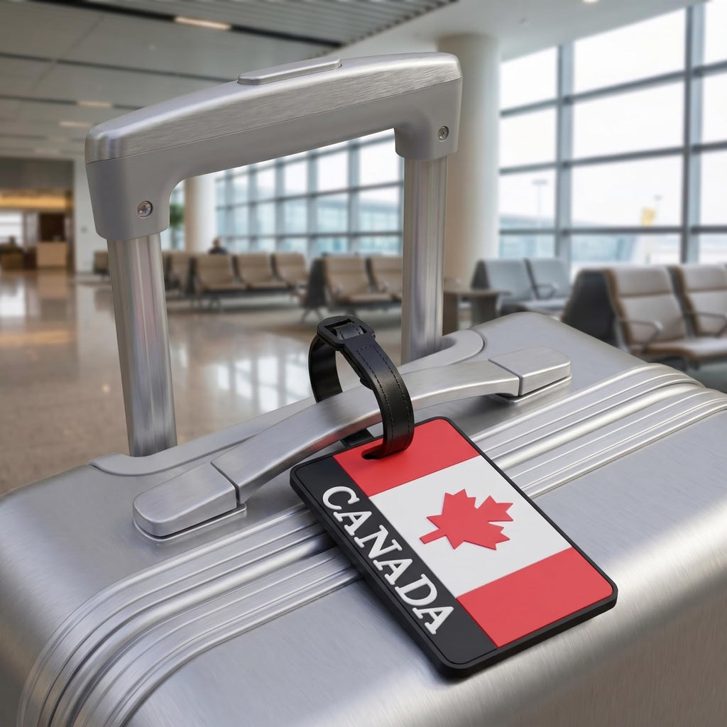 Didiseaon Luggage Labels for Suitcases - 2 Pack Canadian Flag PVC Baggage Identifier with Privacy Card, Lightweight Suitcase Markers with Secure Strap for Luggage Backpack Handbag