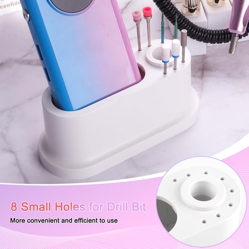 ANGNYA Nail Drill Machine Holder, 8 Holes Nail Drill Bit Holder, Nail Efile Stand and Organizer Storage Box Case(Not Including Efile & Bits)
