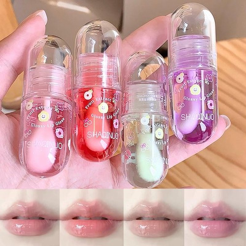 KTouler 4Pcs Tinted Lip Gloss Oil Set,Cute Moisturizing Plumping Lip Oil,Fruit Flavored Lip Gloss Long Lasting Nourishing High Shine Lip Oils For Girls