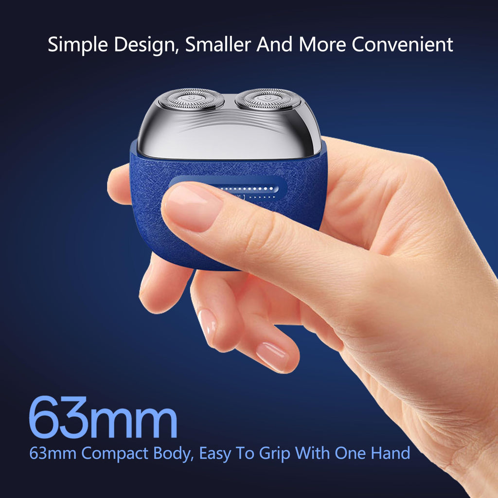 Mini Electric Shavers for Men, Portable Electric Razor with IPX7 Waterproof, Wet and Dry Shaving, USB-C Rechargeable Beard Shaver for Travel, Home, Blue