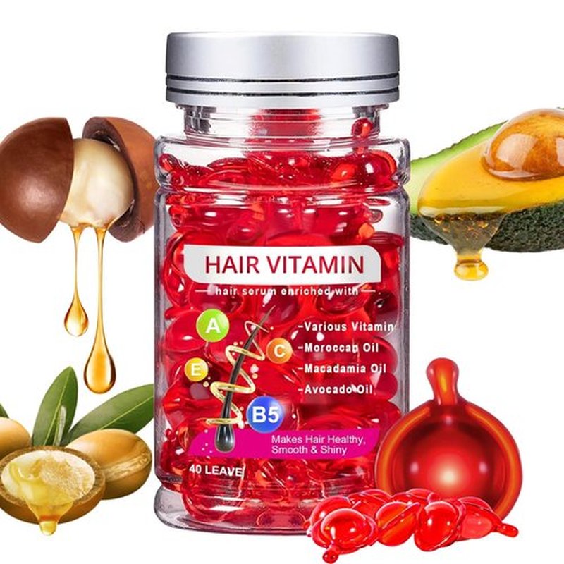 PodaFu No Rinse Hair Treatment Serum, 40 Pcs Moisturizing Oil Capsules Make Hair Shiny with Avocado, Argan Oil & Vitamins A, C, E, B5
