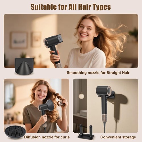 Hair Dryer, 1600W High Speed Ionic Blow Dryer with 300 Million Negative Ions, 160000 RPM Brushless Motor for Fast Drying, 59dB Low Noise & 65M/S Hair Dryers for Home Travel,Black