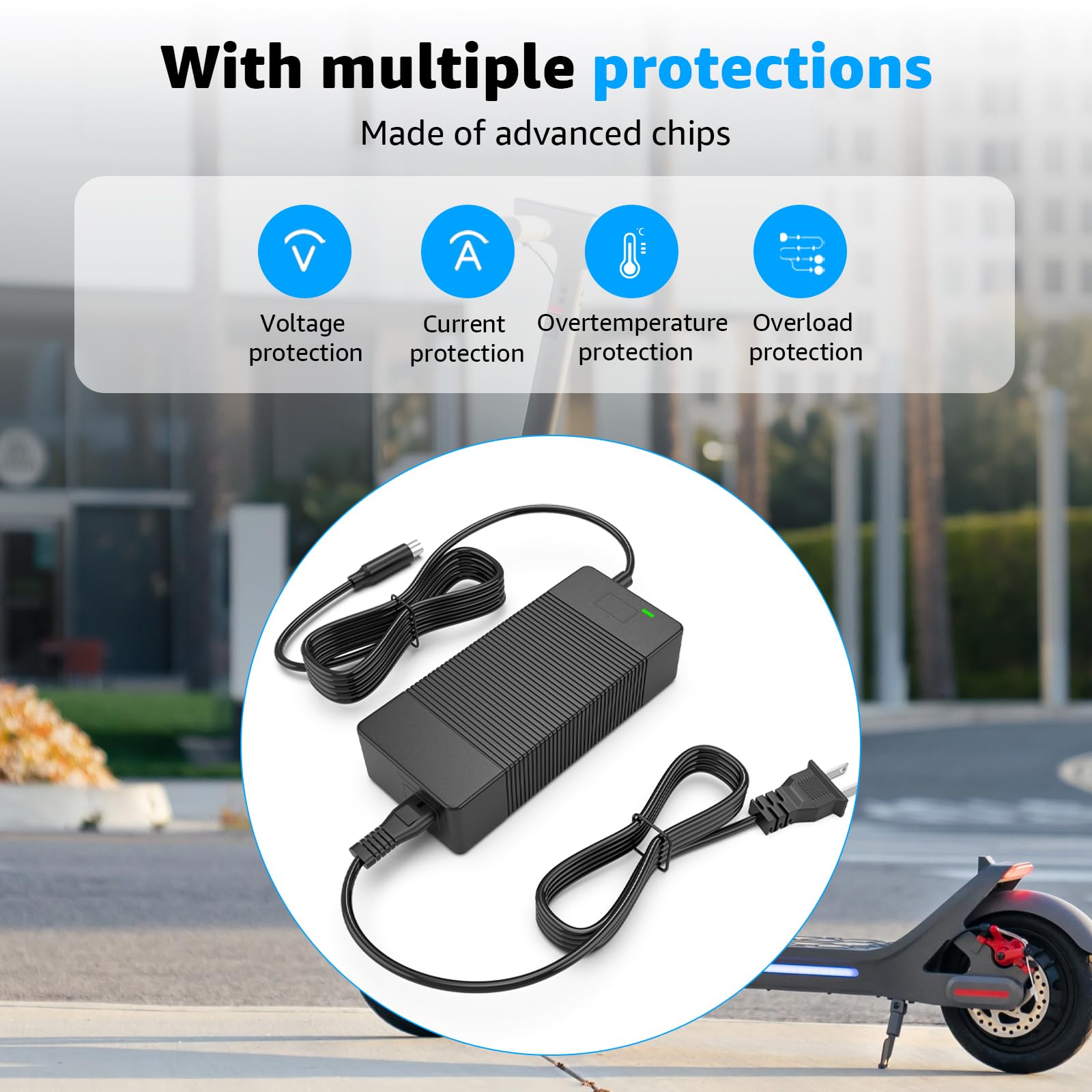 Norward 42V Charger for Phantomgogo A9 A8, Compatible with Phantom GO A9 Foldable 350W Motor 36V 10.4Ah Lithium Battery Charger