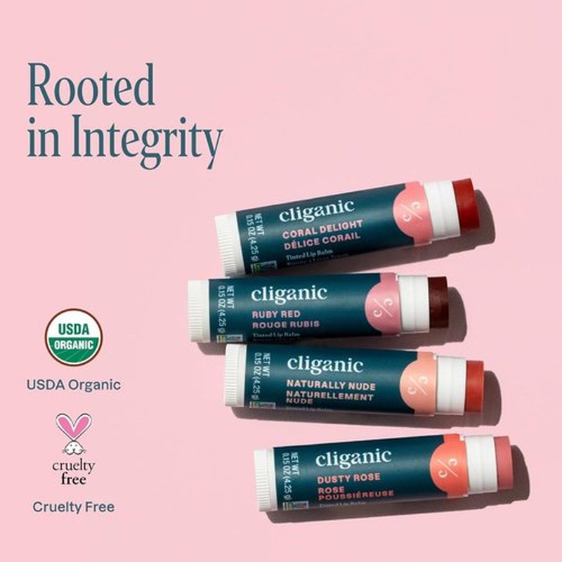 Cliganic Tinted Lip Balm Set | Hydrating & Vitamin E Enriched | 4 Colors | Perfect Stocking Stuffer Gift