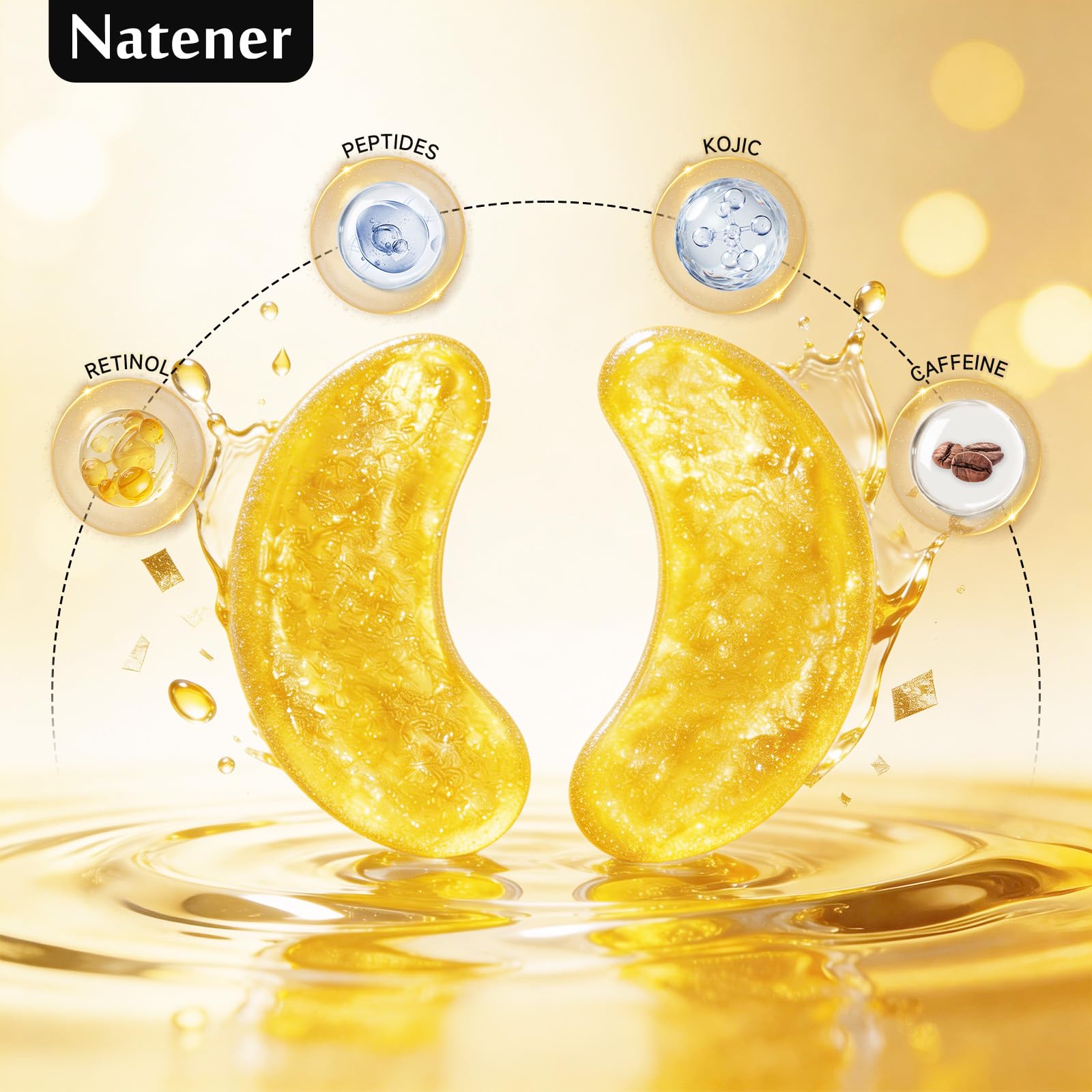 30 pairs 5%PDRN Under Eye Patches, 24K Gold Eye Patches for Puffy Eyes, Dark Circles, Under Eye Bags & Wrinkle | Collagen, Retinol, Hyaluronic, Peptides, Kojic Acid, Caffeine, Korean Skincare Eye care