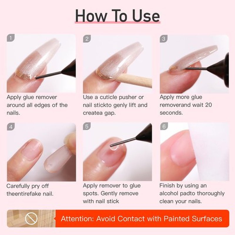 Curvlife 15g Semi-Solid Glue Gel and 20ml Pinpoint Glue Remover Kit for Press on Nails, Quick Dry No UV Lamp Needed with Gentle Non-Acetone Remover For Fake Nail Tips