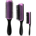 Patelai Hair Brush - 9-Row & 5-Row Cushion Nylon Detangling Brush for Natural Hair | Travel-Friendly, Black/Purple
