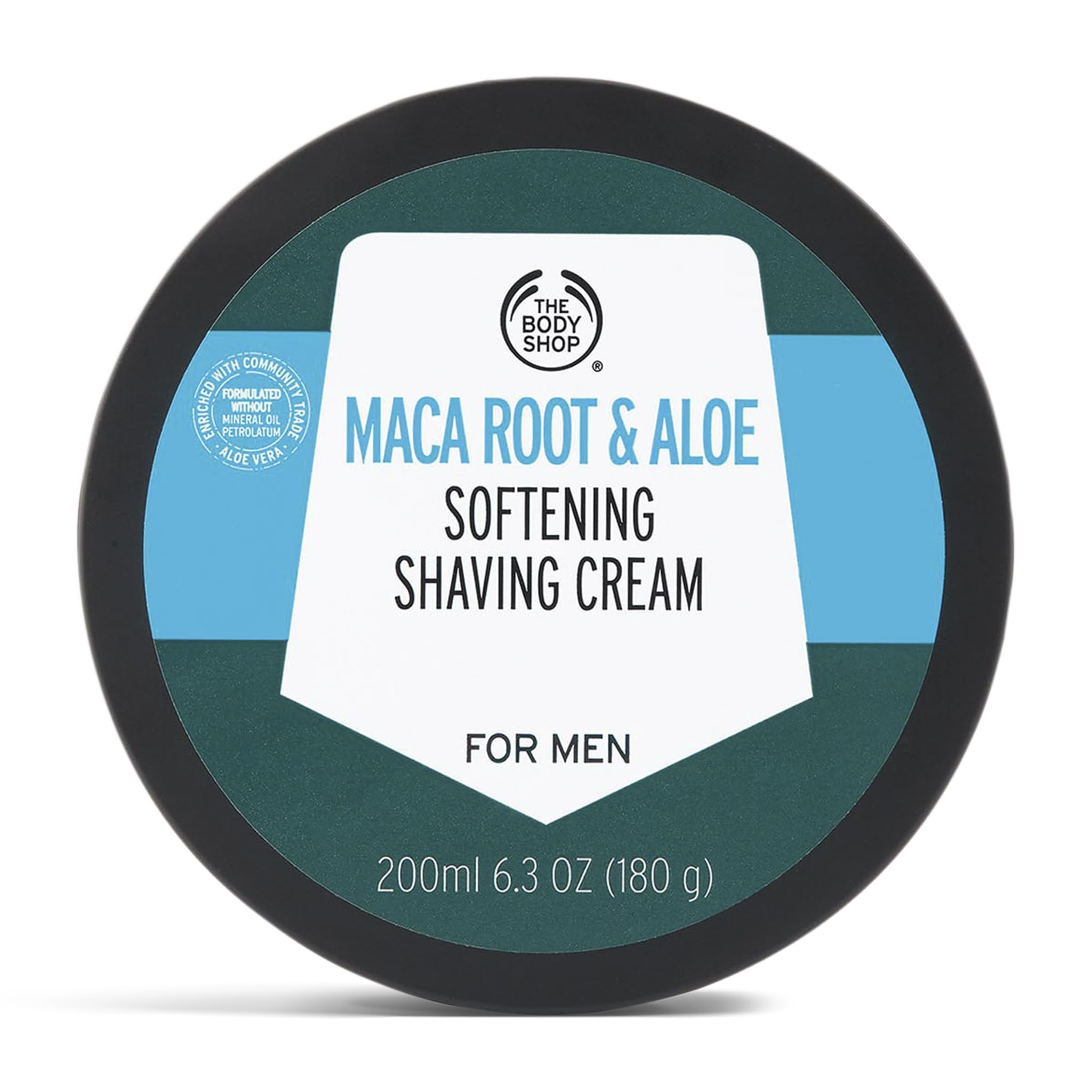 The Body Shop Maca Root & Aloe Softening Shaving Cream for Men | for a Smooth Shave with Aloe Vera | Safe for Sensitive Skin, 200 ml / 6.3 oz