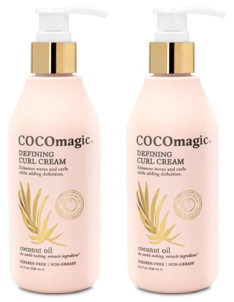Cocomagic Defining Curl Cream | Extra Frizz Control | Protects Against Split Ends and Breakage | Paraben Free, Cruelty Free, Made in USA (8 oz, 2 Pack)