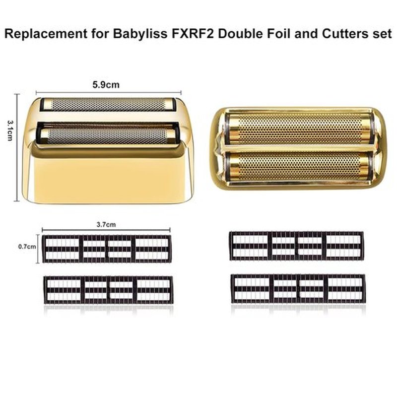 BaBylissPRO Replacement Foil & Cutters - 3 Pack for Barberology Double Foil Shaver | Gold