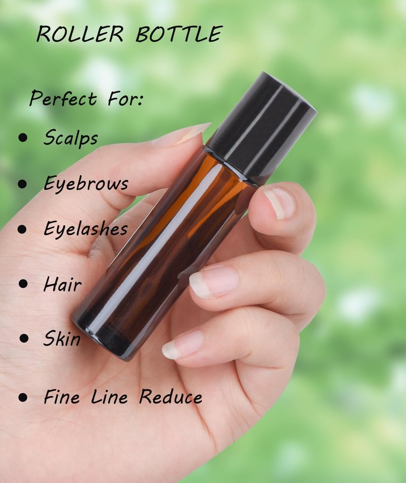 VRJEUGO Organic Castor Oil for Face Roll On，Rollerball Deep Hydration for Skin Care and Hair, Castor Oil Organic Cold Pressed Unrefined Glass Bottle 8oz with 2 Roller