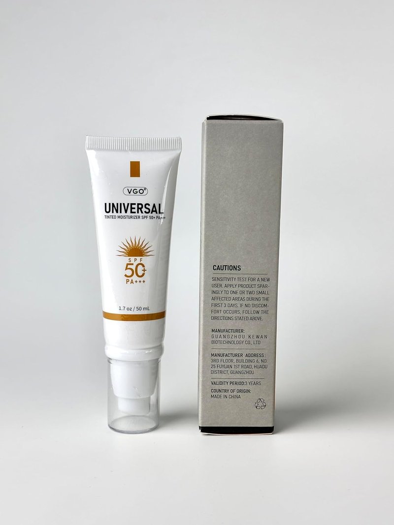 VGO Tinted Sunscreen SPF 50 - Hydrating Sun Essence, Non-Sticky Formula | Travel Size 50ml / 1.7oz