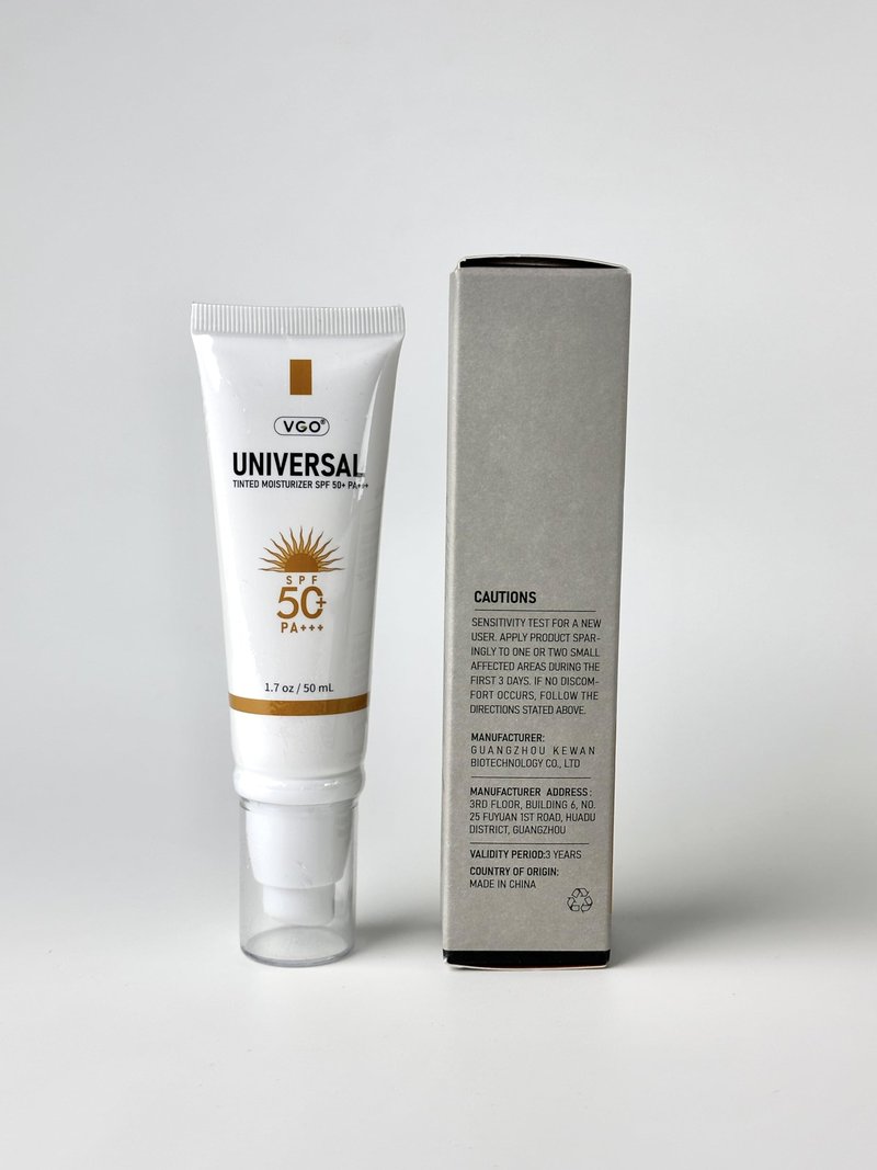 VGO Tinted Sunscreen for Face SPF 50, Hydrating Sun Essence Leaves No Sticky Feeling Travel Size Sunscreen Against UVA and UVB Rays 50ml / 1.7oz