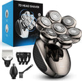 Feysfew Head Shaver for Bald Men, 7D Floating Electric Razor, Close Smooth Shave for Head, Flexible Heads, Replaceable Blade, IPX7 Waterproof Wet Dry Use, LED Display, USB Charging Gray