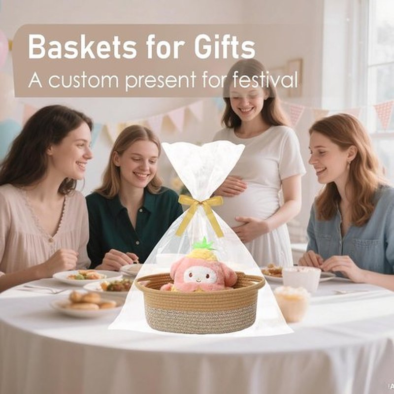 JMvicyroam Woven Basket - Small Rope Storage Bin with Handles | Versatile Organizer for Shelves and Closets, Jute & Brown