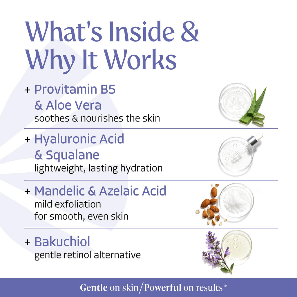 Almond Clear 2-in-1 Hydrating Gel | Lightweight Mandelic Acid Moisturizer for Oily, Blemish-Prone Skin | Aloe Vera, Squalane, Hyaluronic Acid, Mandelic Acid, Bakuchiol | 4 oz