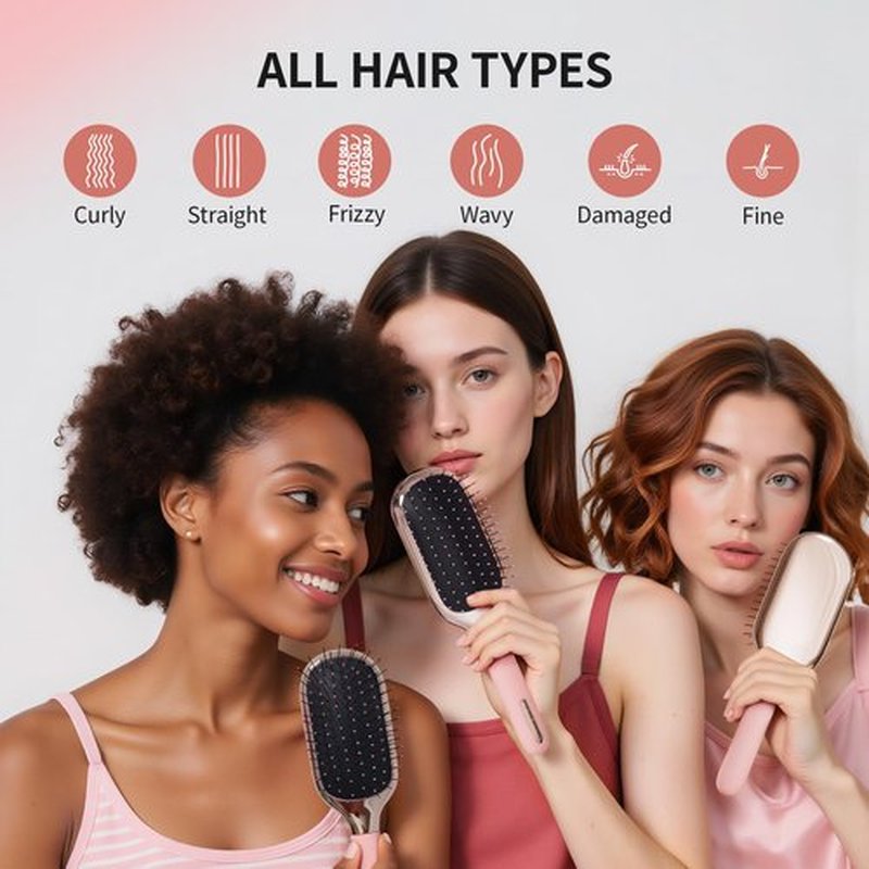 MELBANG Detangling Hair Brush for Thin & Damaged Hair - Paddle Brush with Soft Cushion Bristles for Wet & Dry Use, Smoothing & Pain-Free Detangling (Pink)