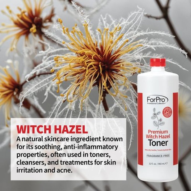 ForPro Premium Witch Hazel Toner, Alcohol-Free, Naturally Soothe, Tone & Hydrate Skin, Vegan, Fragrance-Free, 32 Fl Oz