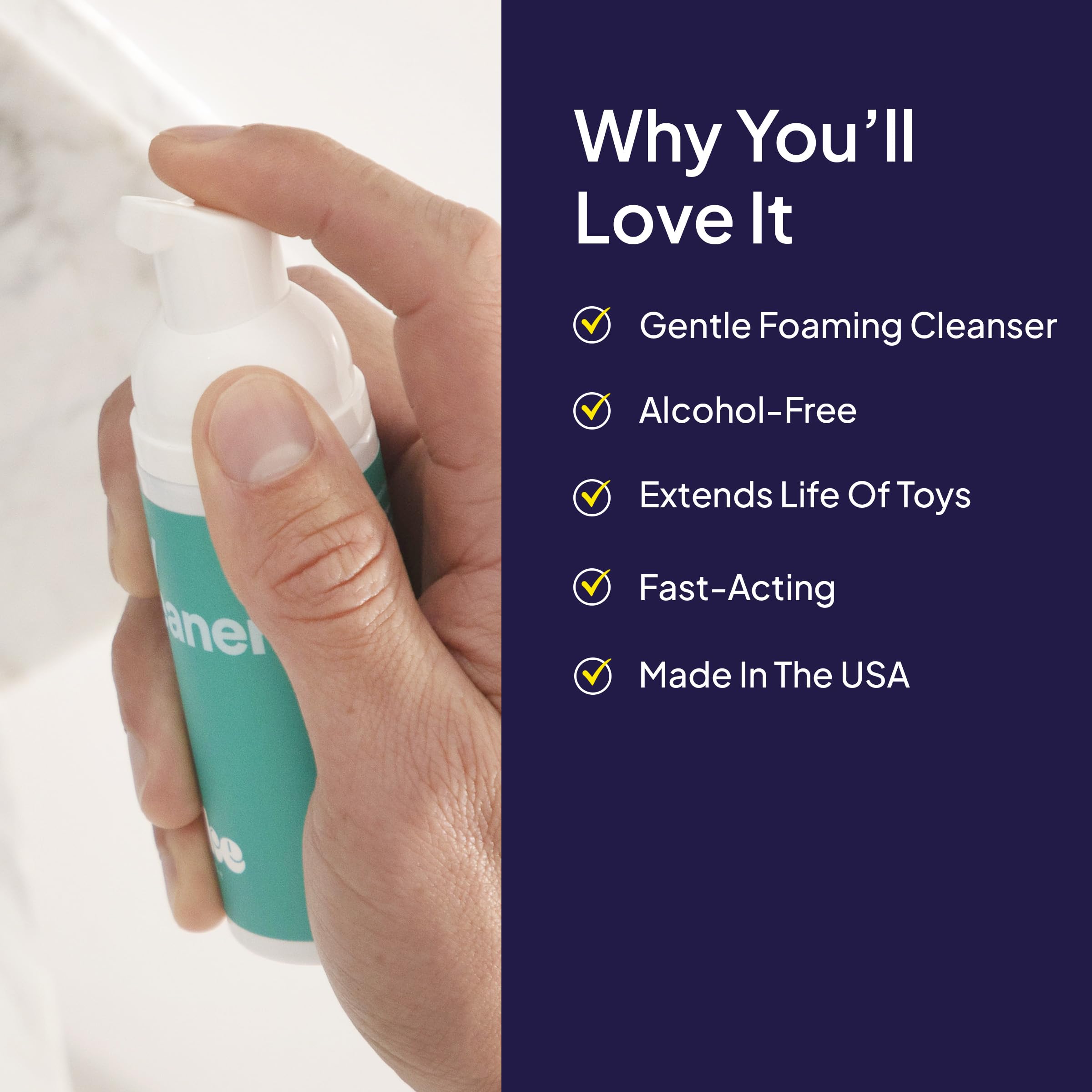 Hello Cake Toy Cleaner, Adult Toy Cleaner with Easy to Use Pump, Natural Gentle Foaming Cleanser, Extend the Life of Toys, 1.7 fl oz