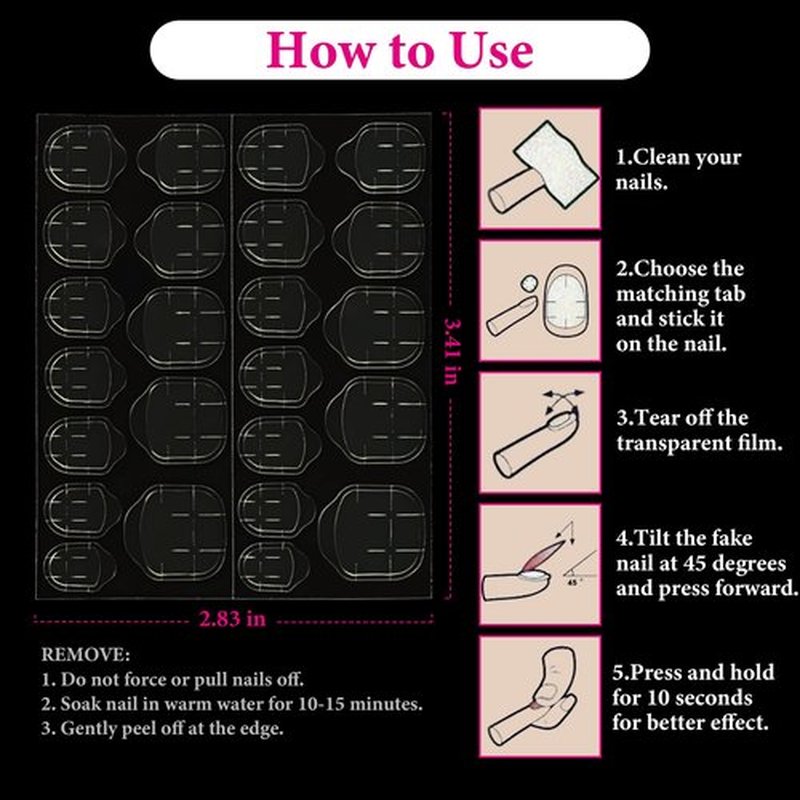Fomkrio 1200Pcs Nail Adhesive Tabs, Extra Large Sticky Tabs for Nails, 50 Sheets Double Sided Thick & Strong Glue Stickers for Press on Manicure