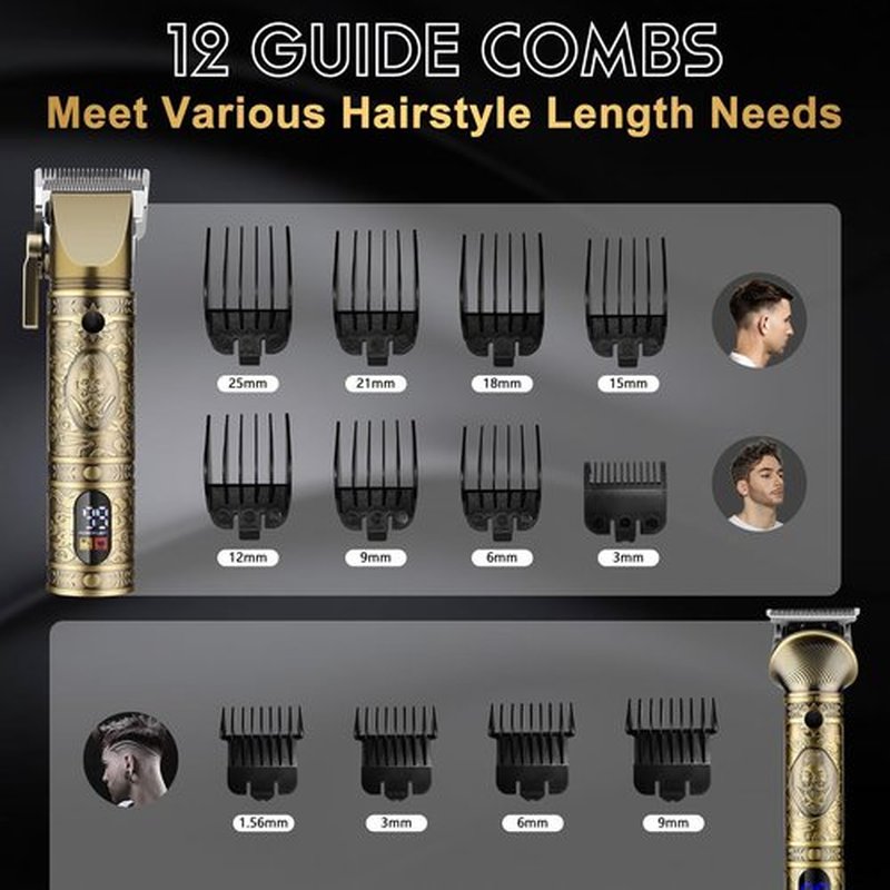 GSKY Hair Clippers for Men Professional, Cordless Clippers for Hair Cutting, Mens Hair Clippers and Trimmer Kit for Barber with LED Display
