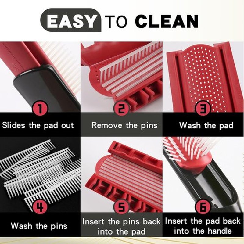 Skiennix Hair Brush - Classic Detangling Tool for Curly, Thick Hair | 7 Rows, Black, Travel-Friendly
